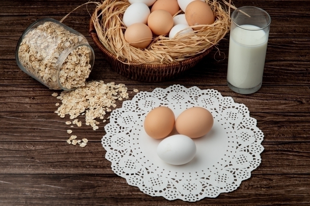 Side view of food rich in riboflavin