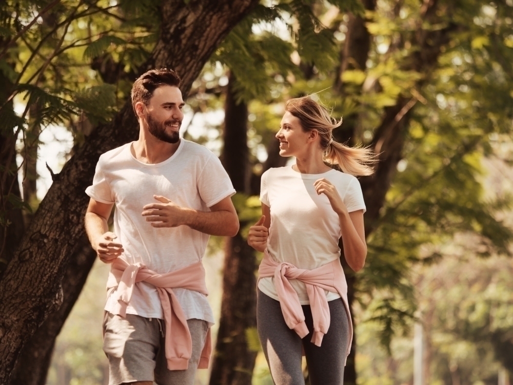 Two happy Man and woman in park2