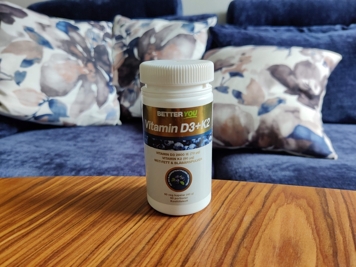 Better You Vitamin D3+K2 i hemmamiljö produktbild tagen under testperioden