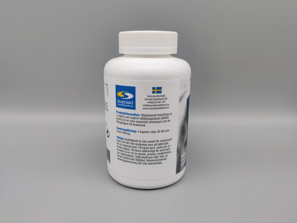 Produktinformation och svensk doseringstext på Core Arginine Complex