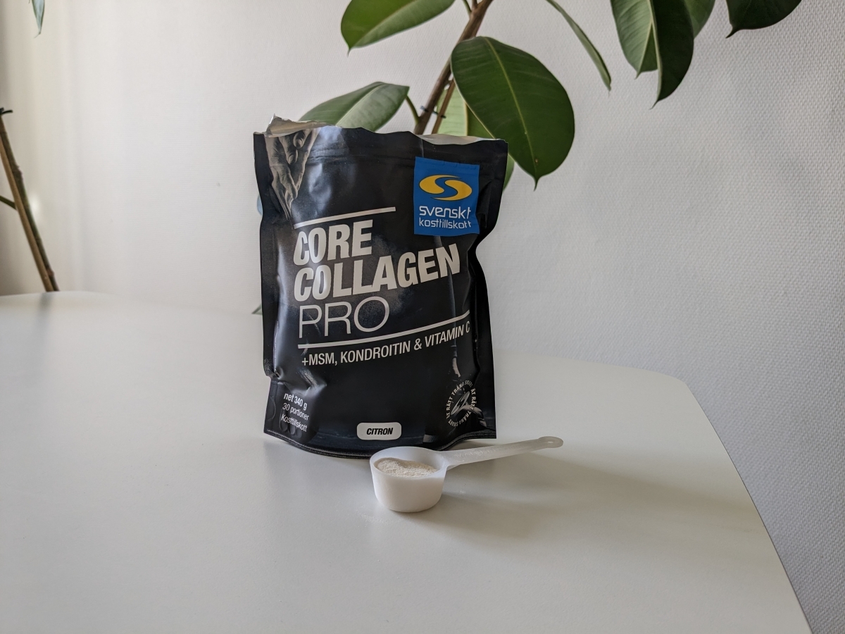Core Collagen Pro på bordet med skopa under vår testperiod