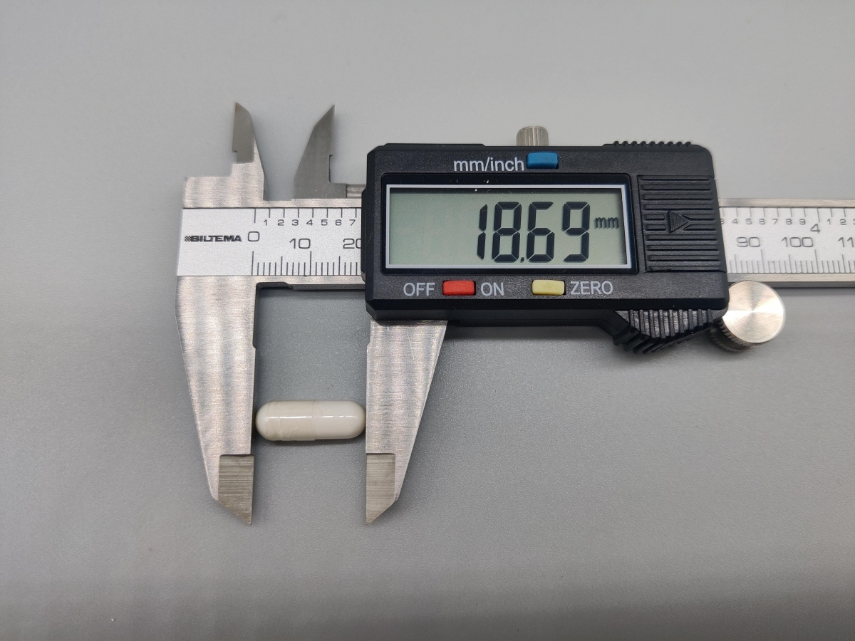 Mätning av Core Zink kapsel med skjutmått 18,69 mm i vår testmiljö