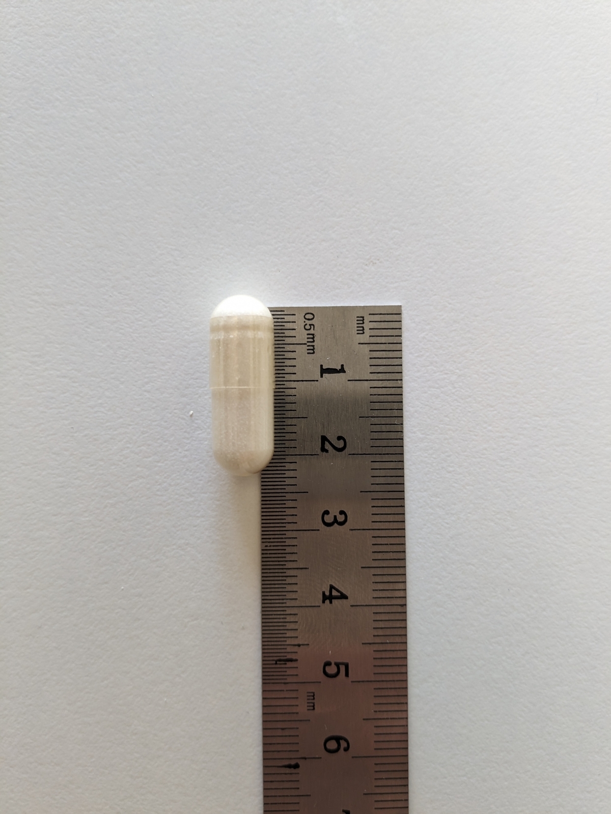En GABA-kapsel bredvid linjal cirka två centimeter lång, dokumenterat i vårt test