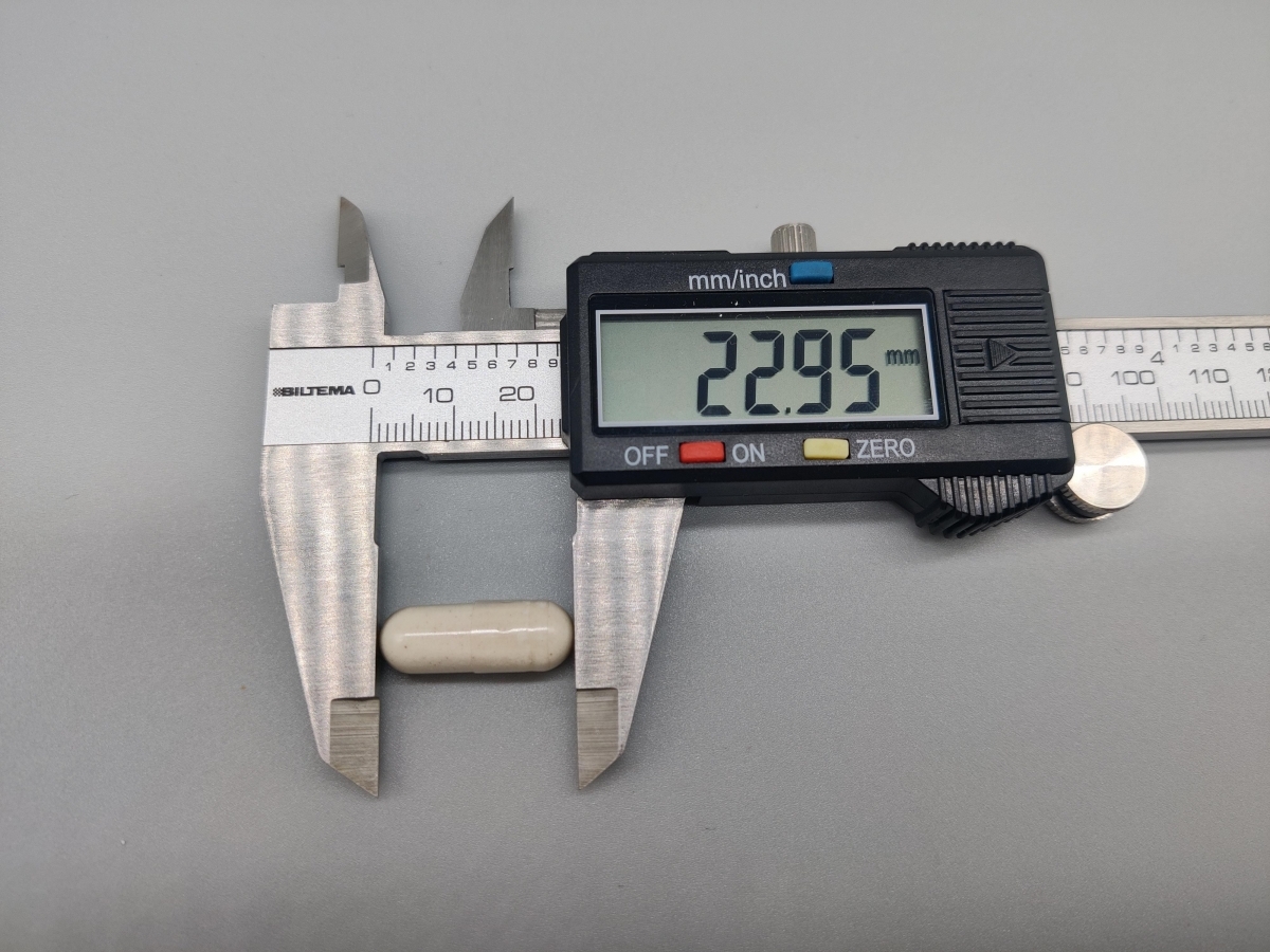Uppföljande mätning av kapselns längd visar samma 22,95 mm