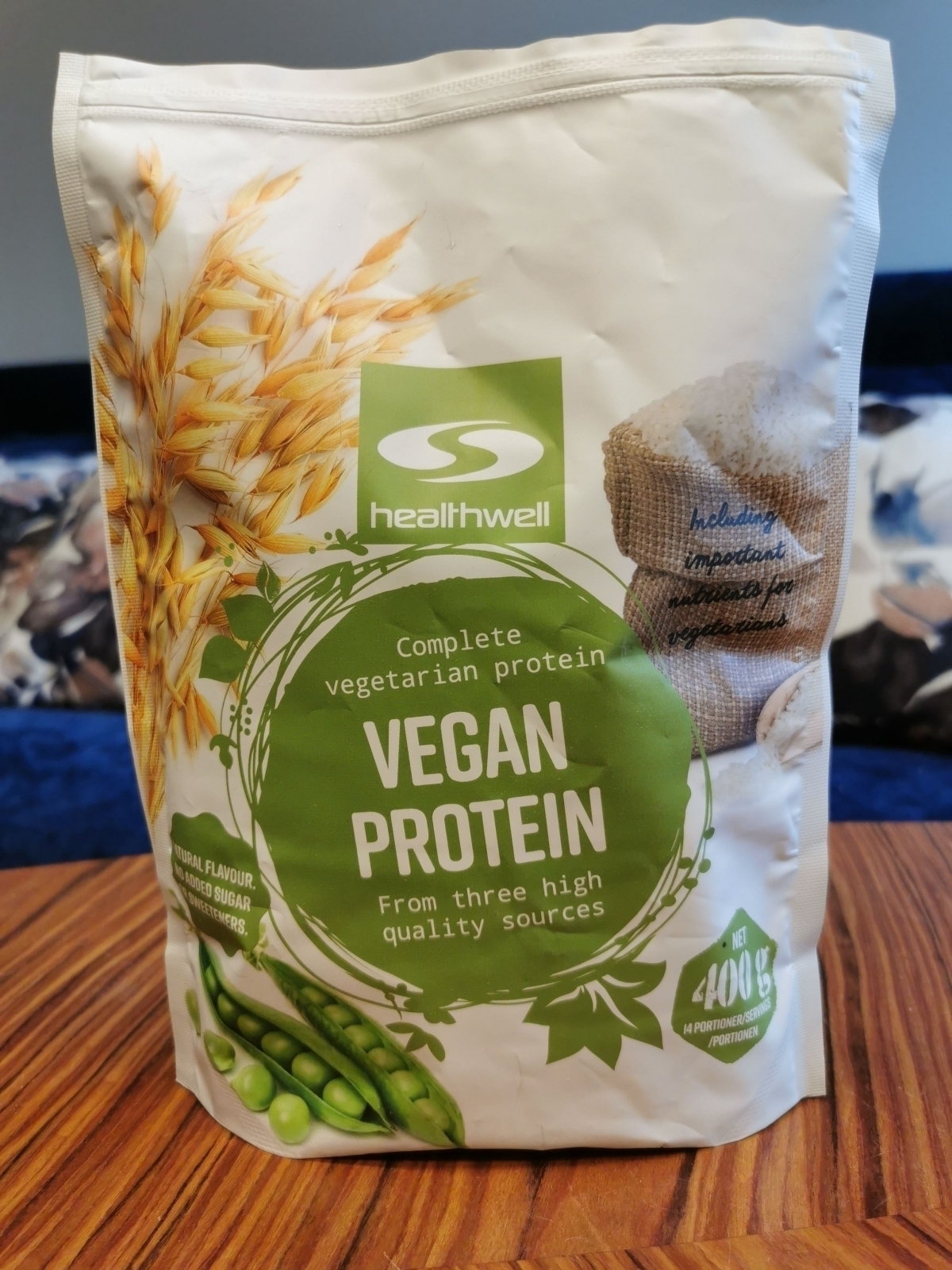 Healthwell Vegan Protein 400 g framsida, egen bild